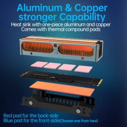 JEYI M.2 2280 SSD High Performance Heatsink, Copper Fins with Aluminum Frame Passive Heat Sinks - 50pcs Fins Cold - 401 W/mk