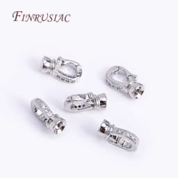 Rhodium Plated Closure Fasteners Lock Clasps For Necklace Supplies,Inlaid Zircon Connector Clasps DIY Pearls Jewelry Fittings
