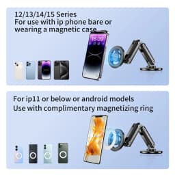 Magnetic Car Phone Holder Alloy 360 Rotation Foldable Phone Stand for Iphone 14 13 12 11 Pro Max Samsung S23 Xiaomi In Car Mount