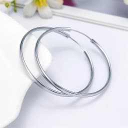 Senlissi - New 18K Gold Plated Hoop Earrings For Women 925 Sterling Silver 3.0mm Fashion Earring Cерьги Kольца 3/4/5/6/7CM