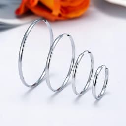Senlissi - New 18K Gold Plated Hoop Earrings For Women 925 Sterling Silver 3.0mm Fashion Earring Cерьги Kольца 3/4/5/6/7CM