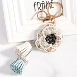 Easya Fabric Alloy Camellia Keychain Luxury Jewelry for Women