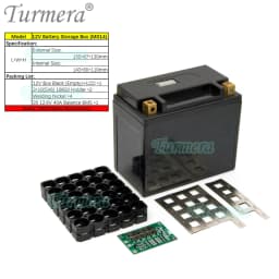 Turmera 12V 30Ah to 35Ah Motorcycle Battery Storage Box 3X10 18650 Holder 3S 40A BMS with Solder Nickel Use in Replace Lead-Acid