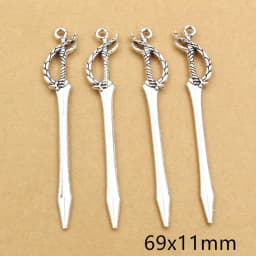 10pcs/lot Antique Silver Plated Sword Blade Charms Pedants DIY Jewelry Making Accessories for Necklace Craft Findings