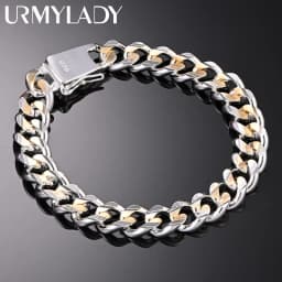 925 Silver gold exquisite 10mm chain men women Chain noble wedding bracelet fashion charm wedding birthday gift some style