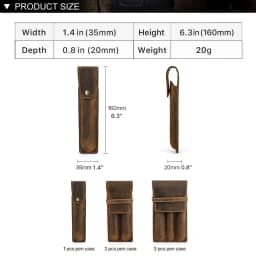 Handmade Cowhide Pen Holder For 1 2 3 Pens Crazy Horse Leather Pencil Case Pouch Storage Bag Stationery School Office Supplies