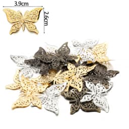 20/30Pcs/Pack Copper Butterfly Filigree Wraps Gold Pendant Etched Embellishments Charms For DIY Bracelet Necklace Jewelry Making