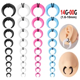 2pcs Big Size Buffalo Horn Nose Piercing Acrylic Septum Ring Ear Taper Gauge Stretcher Expander Tunnel Punk Body Jewelry 14G-00G