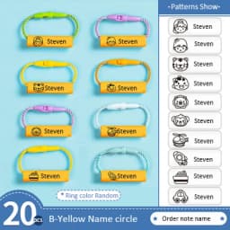 Customized Name Ring Pendant For Kids Baby Shoes Schoolbag Cup Clothes Name Stickers Waterproof Hang Tag Rope Name Circle Label