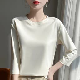 Mercerized Cotton Cropped Sleeve Female Spring And Summer 2023 New Round Neck Loose 100% Cotton Short Sleeve Bottoming T-Shirt