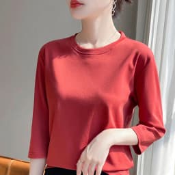 Mercerized Cotton Cropped Sleeve Female Spring And Summer 2023 New Round Neck Loose 100% Cotton Short Sleeve Bottoming T-Shirt