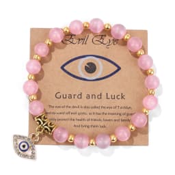 Lucky Turkish Evil Eye Pendant Beads Bracelet Natural Stone With Card Charm Bangles Men Women Fashion Friendship Jewelry Gift