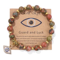 Lucky Turkish Evil Eye Pendant Beads Bracelet Natural Stone With Card Charm Bangles Men Women Fashion Friendship Jewelry Gift