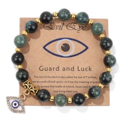 Lucky Turkish Evil Eye Pendant Beads Bracelet Natural Stone With Card Charm Bangles Men Women Fashion Friendship Jewelry Gift