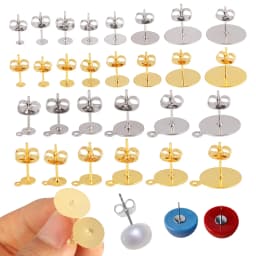 50-100pcs/lot Stainless Steel Earring Studs Blank Post Base Pins With Earring Plug Ear Back Connector For Jewelry Making DIY