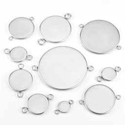 Stainless Steel 20pcs Fit 6mm 8mm 12mm 14mm 16mm 18mm 20mm 25mm Cabochon Settings Round Cameo Base Blank Tray Connector