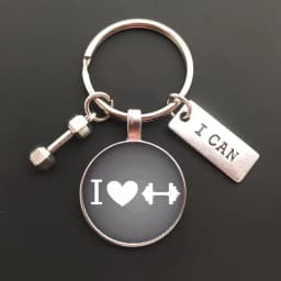 New Force Sports Dumbbell Keychain Charm Weight Fitness and Word Gym Exercise Gift Glass Keychain Car Keyring Bag Chain