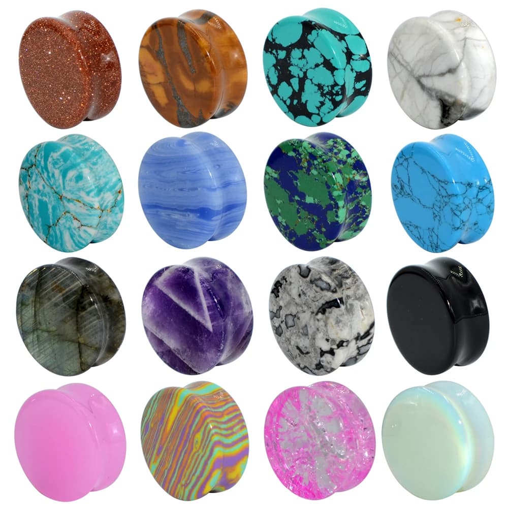 1PAIR Stone Ear Plug Tunnel Ear Piercings Earring Gauges Helix Piercing Ear Stretcher Ear Plugs Body Piercing Jewelry6mm-25mm