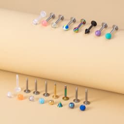 40PCS 8mm Labret Barbell Monroe Lip Ring Helix Earring Tragus Cartilage Studs Surgical Steel Piercing Jewelry for Women Men 16G