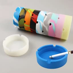Silicone World Portable Silicone Round Ashtray Durable Soft Eco-friendly Ashtray High Temperature ResistanceAnti-fall Anti-slip