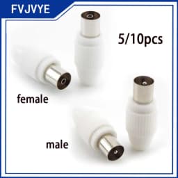 75-5 Free Welding RF Television Male Female Plug 9.5 TV RF Terminal Antenna Connector White Colour 9.5 Video Plug Adapter