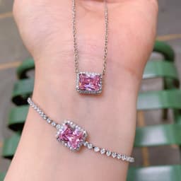 Women Jewelry Vintage 7*9mm High Quality Yellow Pink Blue Crystal Bracelet Necklace Party Fine Gift