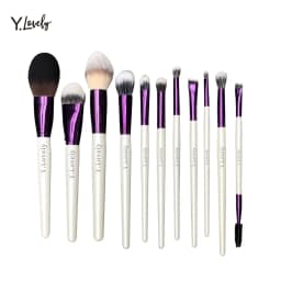 YLovely Man Ly Soft Synthetic Hair High Quality Wooden Foundation Powder Contour Blending Eyeshadow Makeup Brush Set Kit