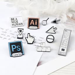 Photoshop Menu Bar Enamel Pins Creative Computer Icons Brooches Mouse Arrow Cursors Blocking Pop-ups Badges Kids Clothes Jewelry