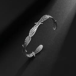 Retro Creative Design Angel Wings Metal Open Bangle Bracelets for Men Women Cool Glamour Party Biker Jewelry