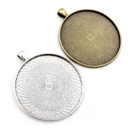 2pcs/lot 45mm 50mm 58mm Inner Size Antique Silver Plated Bronze Classic Style Cabochon Base Setting Charms Pendant