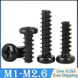 500/ 200/ 100pcs M1 M1.2 M1.4 M1.5 M1.6 M1.7 M2 M2.3 M2.6 PB Pan Head Black Electronic Micro Screws Phillips Self-tapping Screw