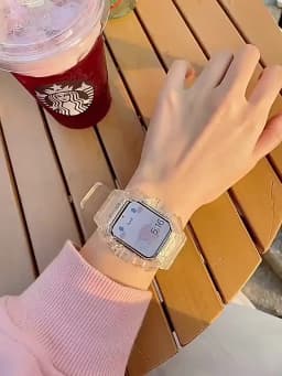 Tpu case+strap for Apple Watch Band 45mm 41mm 44mm 40mm 42mm 38mm TPU Transparent Watchband for Iwatch Series 3 4 5 6 SE 7 Cover
