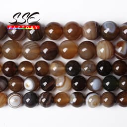 Natural Brown Striped Agates Stone Beads Round Loose Beads For Jewelry Making DIY Bracelet Necklace Accessories 4 6 8 10 12 14mm