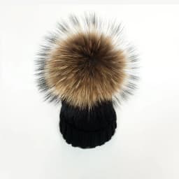 Parent-Child Winter hats Cute Baby fur Pompon Hat Scarf Sets Real Natural Fur Ball Caps Mother Kids Warm Knitted Hats Winter Bea