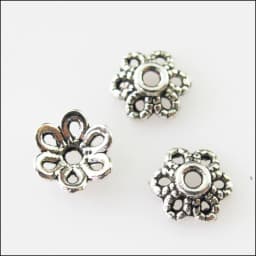 200Pcs Retro Tibetan Silver Bronze Gold Silver Color Flower Spacer End Beads Charms 6mm