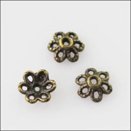 200Pcs Retro Tibetan Silver Bronze Gold Silver Color Flower Spacer End Beads Charms 6mm