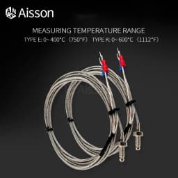 M6 Screw K/E Type Thermocouple Probe Sensor 1M 2M 3M 4M 5M Wire Cable for Industrial Temperature Controller 400℃