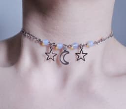 moon and stars necklace - tattoo choker - grunge choker