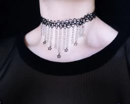 moon and stars necklace - tattoo choker - grunge choker