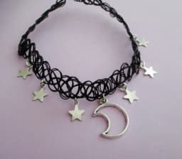 moon and stars necklace - tattoo choker - grunge choker