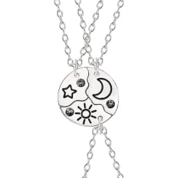 3pcs Best Friend Zircon Sun Star Moon Pendant Necklace Friendship Choker Chain 2025 Fashion Jewelry Accessories Gift