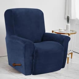 Battilo Waterproof Recliner Chair Cover Elastic Plush Lazy Sofa Cover Massage Chair Covers with Pocket Stretch Plaid Slipcover