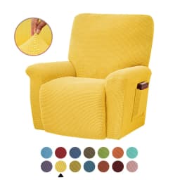 Battilo Waterproof Recliner Chair Cover Elastic Plush Lazy Sofa Cover Massage Chair Covers with Pocket Stretch Plaid Slipcover