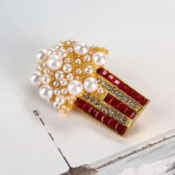 Wuli&baby Pearl Popcorn Brooches For Women Rhinestone Party Casual Office Brooch Pins Gifts