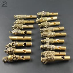 Pure Brass Outdoor Skull Whistle Keyring Hanging Jewelry Copper Training High Pitch Whistles Pendants Gifts Key Chain Ring DIY