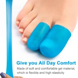 2pcs Blue Soft Silicone Toe Protectors Bunion Pain Relief Toe Sleeves Caps Prevent Corns Calluses Blisters Foot Care Tool Z66301