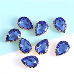 New 5 Sizes Colorful Teardrop Glass Sew On Rhienstones With Golden Base Crystal For Clothing Accessories With Rhinestones