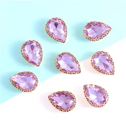 New 5 Sizes Colorful Teardrop Glass Sew On Rhienstones With Golden Base Crystal For Clothing Accessories With Rhinestones