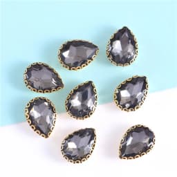 New 5 Sizes Colorful Teardrop Glass Sew On Rhienstones With Golden Base Crystal For Clothing Accessories With Rhinestones