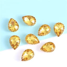 New 5 Sizes Colorful Teardrop Glass Sew On Rhienstones With Golden Base Crystal For Clothing Accessories With Rhinestones